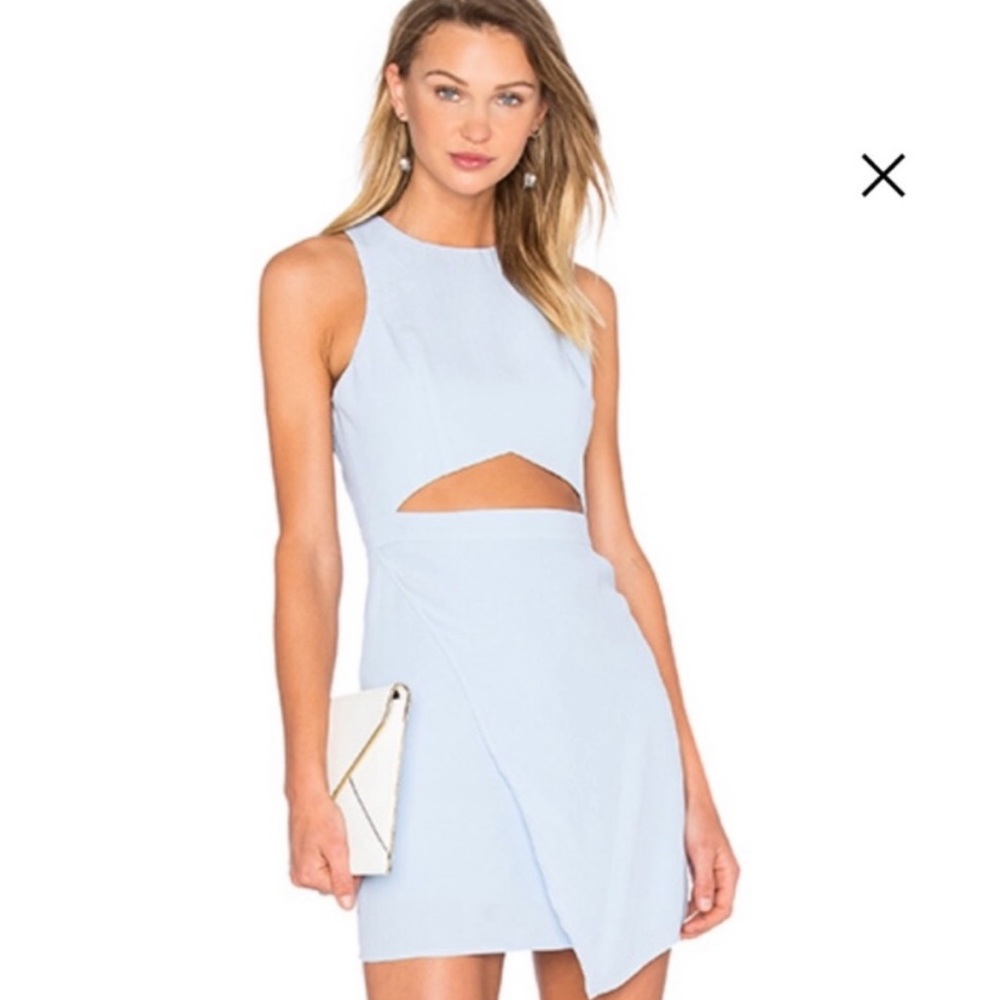 NBD x The Naven Twins Light Blue High Neck Cut Out Dress